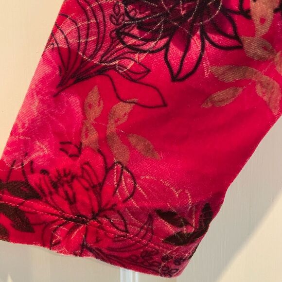 White Stag Floral Print Long Sleeve Velvety Pullover Blouse Red Size Xl - Picture 3 of 9